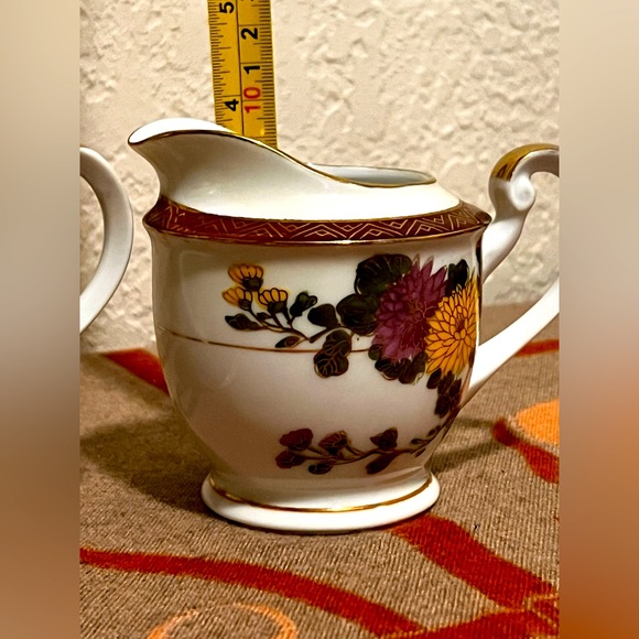 Set of 2 Vintage Hakusan China Porcelain Flower Sugar Bowl & Creamer W/ Gold - Picture 6 of 6